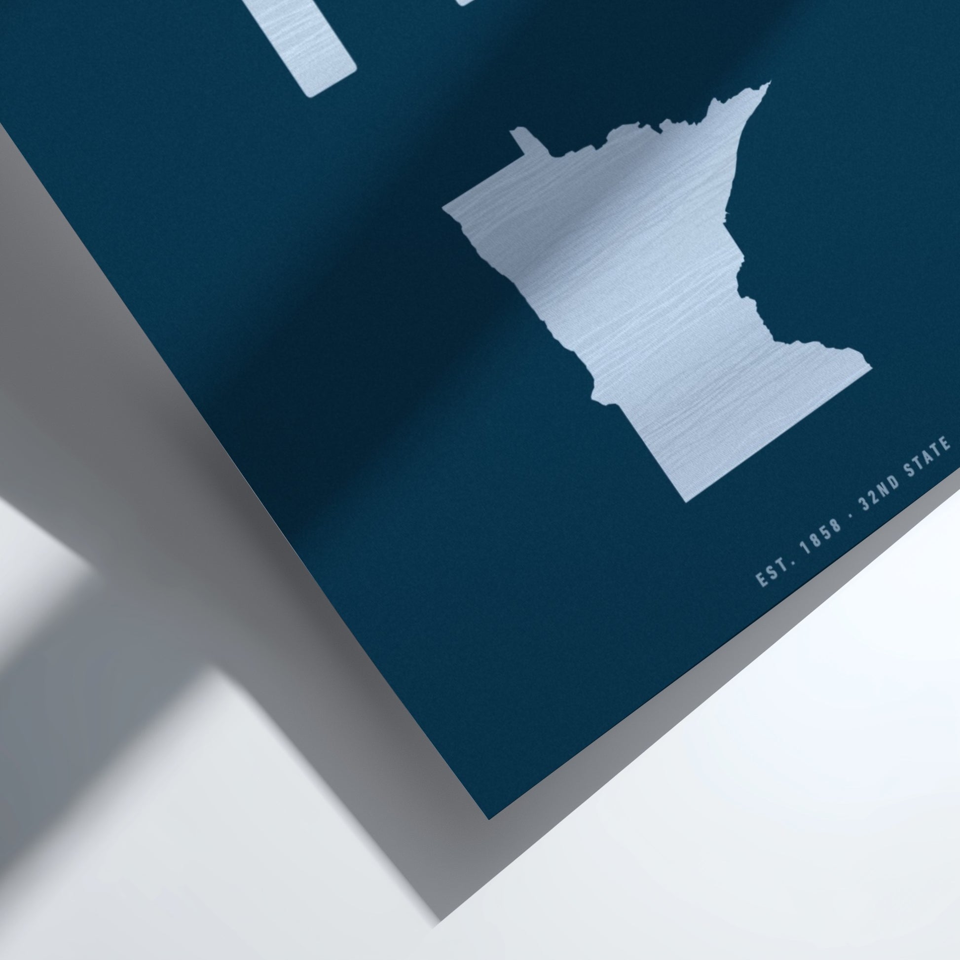 Map of Minnesota on a blue background with a white border
