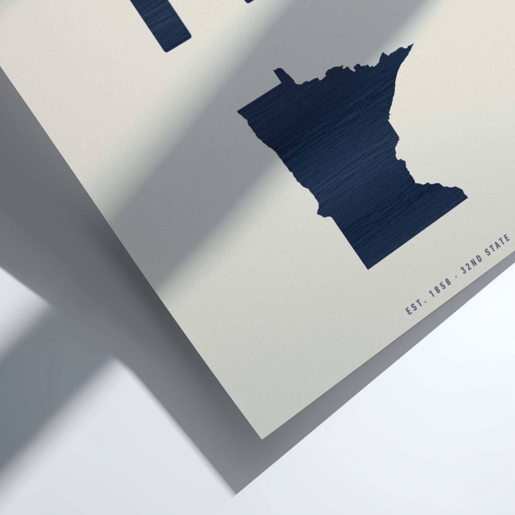 Navy blue outline of a state on a light gray background