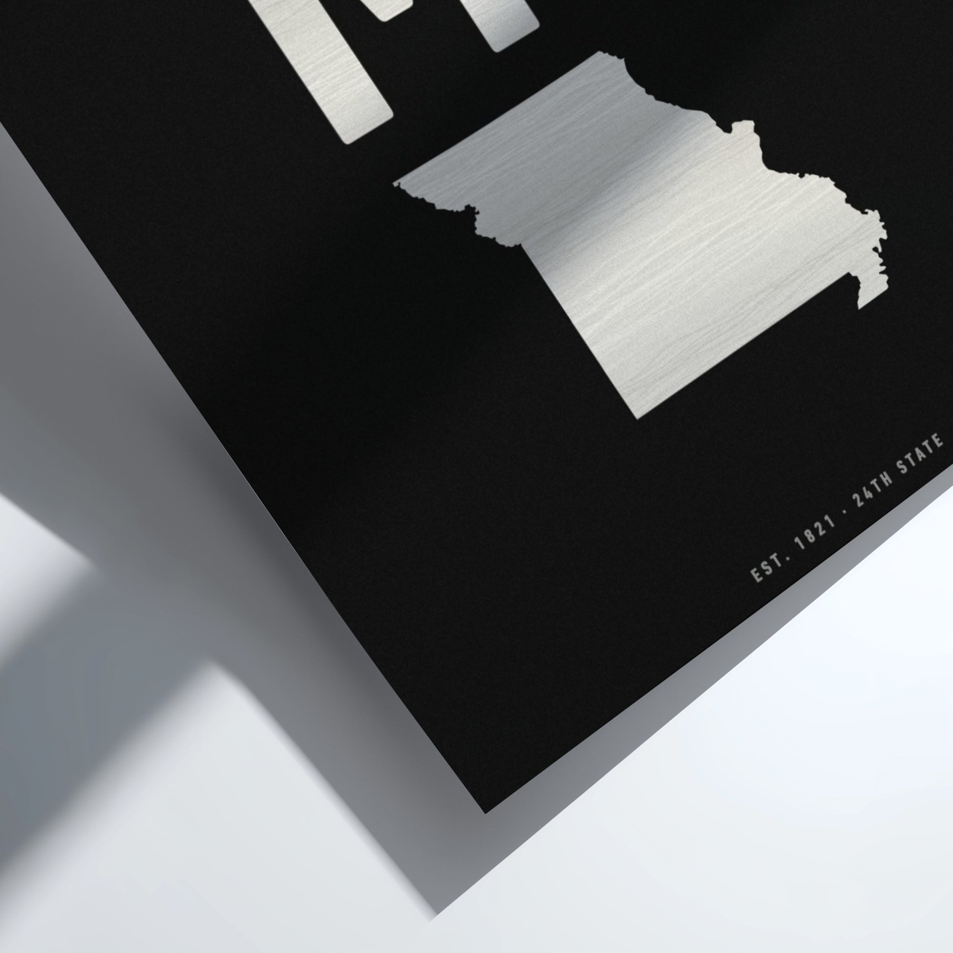 MO state poster featuring a minimalist design, perfect for home decor.