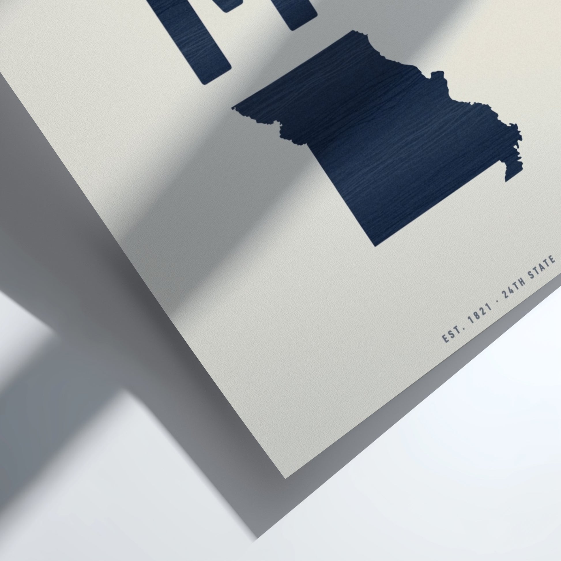MO state poster featuring a minimalist design, perfect for home decor.