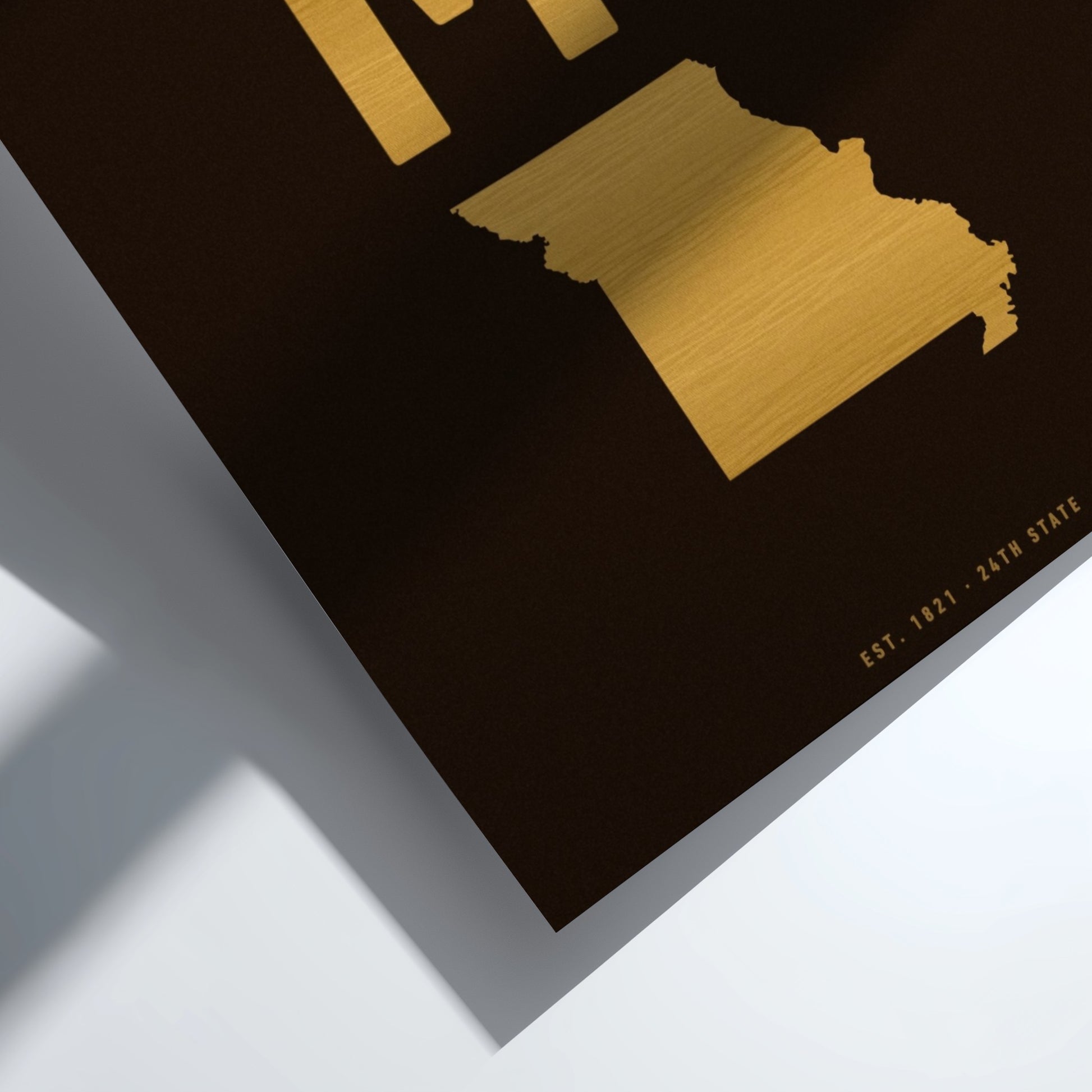 MO state poster featuring a minimalist design, perfect for home decor.