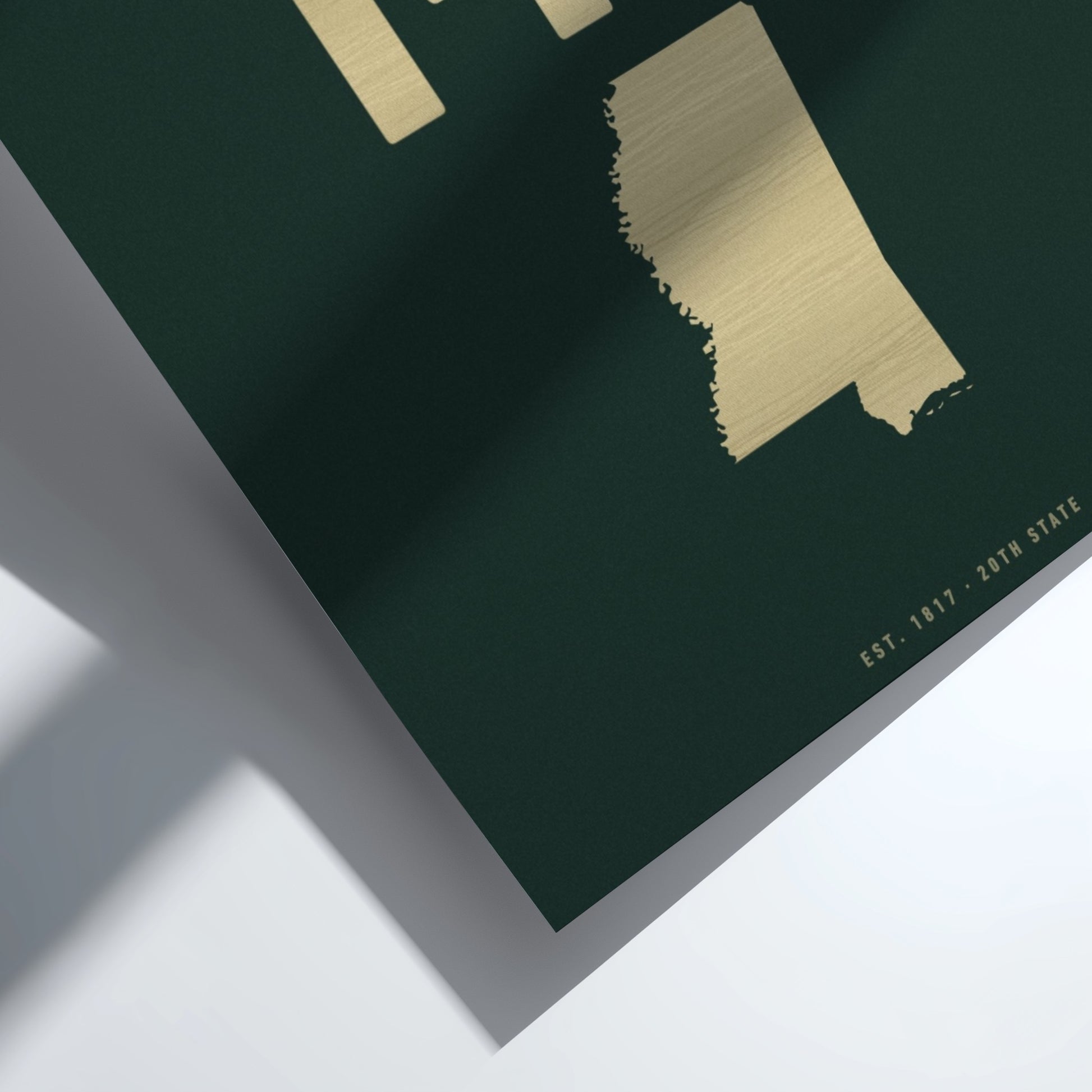 Map of MS on a green background with gold text