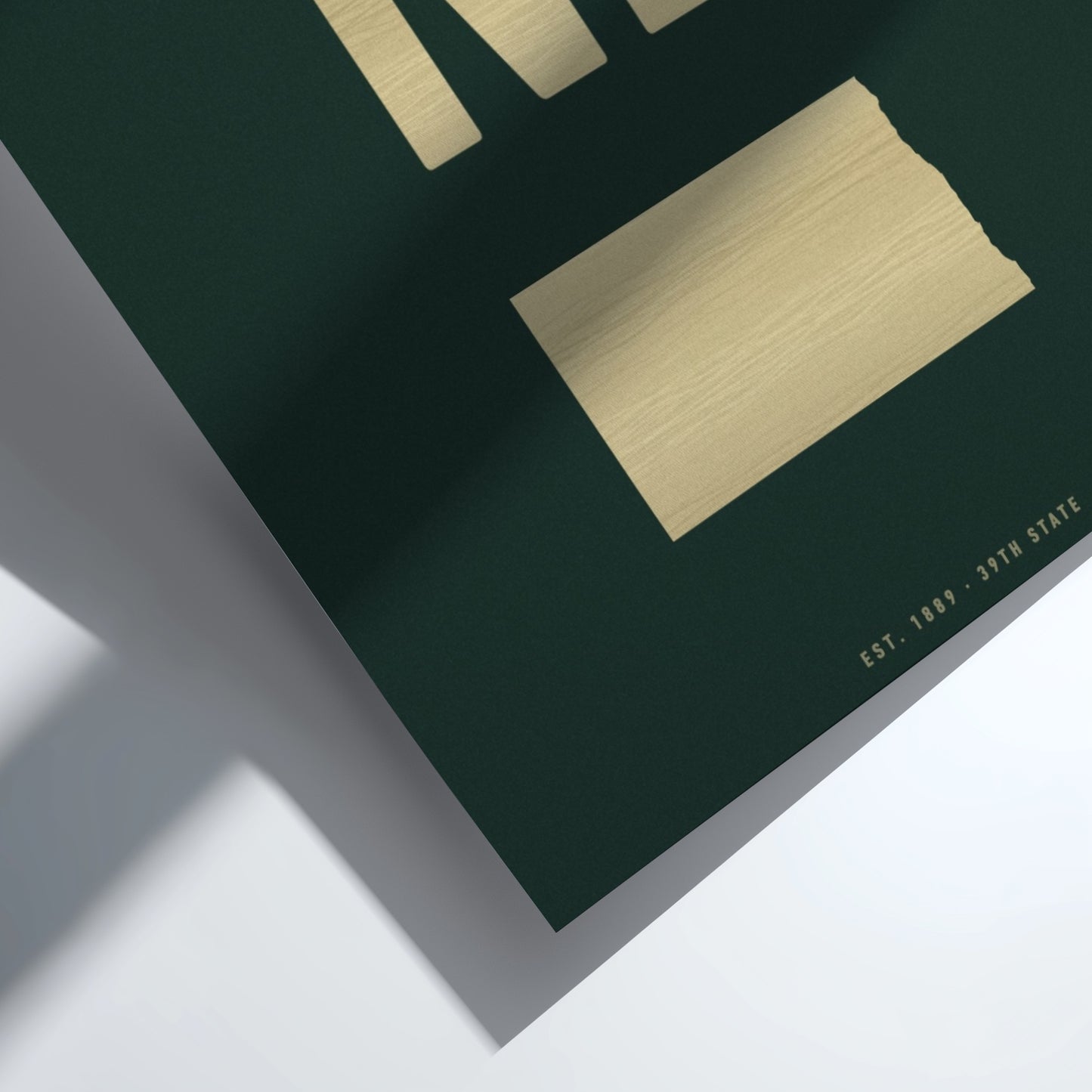 ND poster featuring minimalist design, showcasing North Dakota state outline.