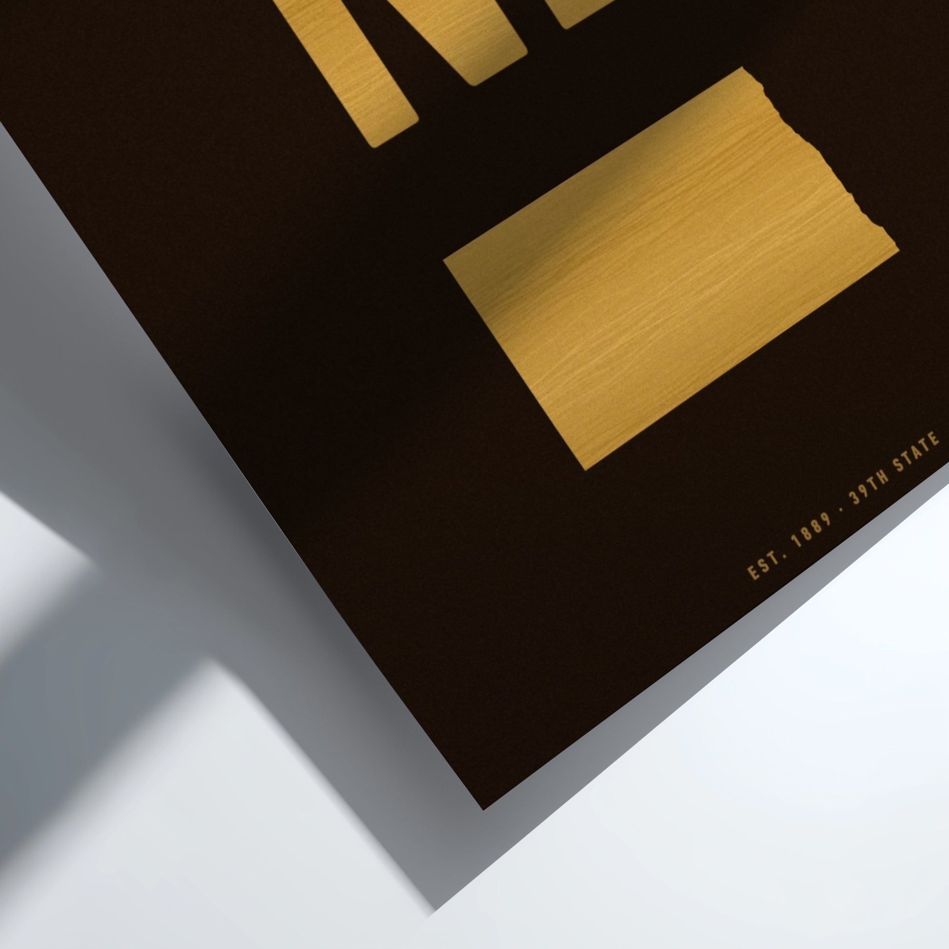 ND poster featuring minimalist design, showcasing North Dakota state outline.