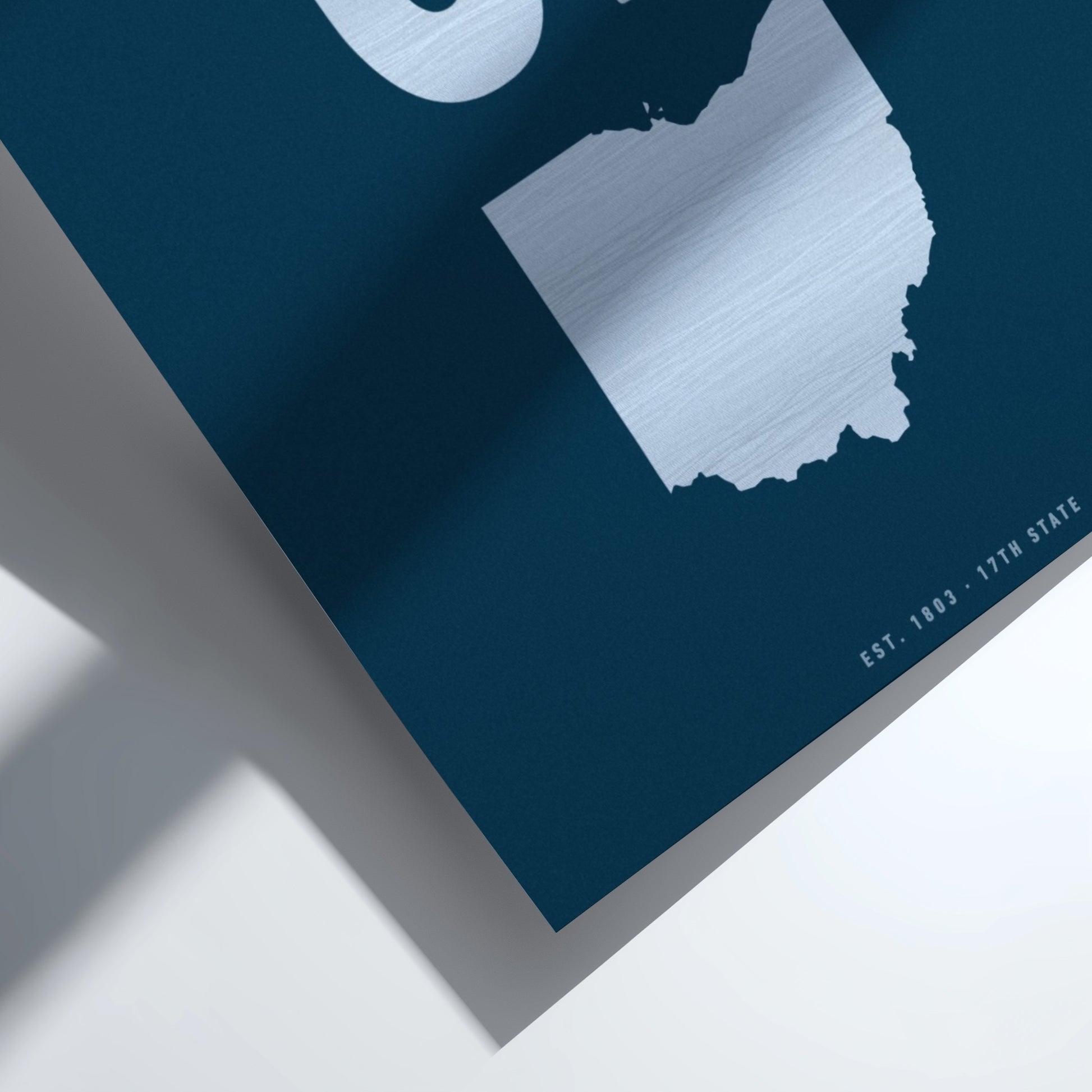 Map of Ohio on a blue background with a white border