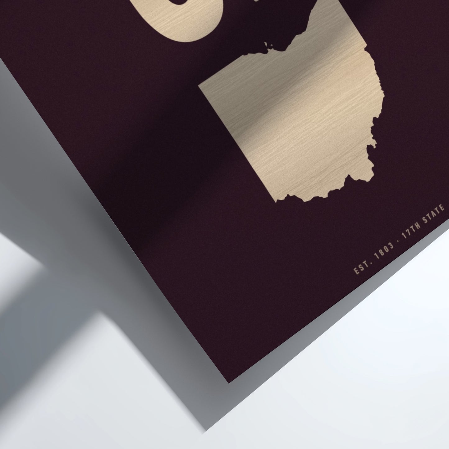 Map of Ohio on a dark background with a light border