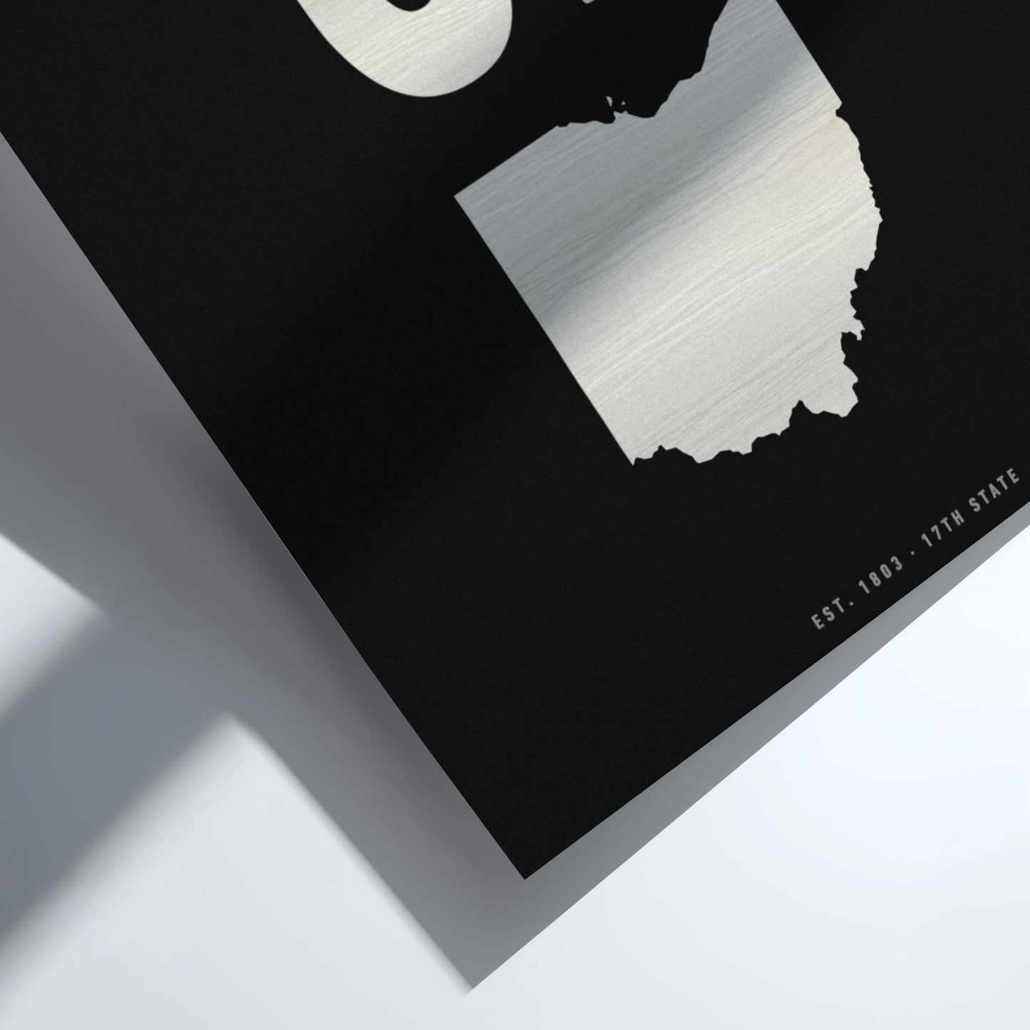 Map of Ohio on a black background with a white border