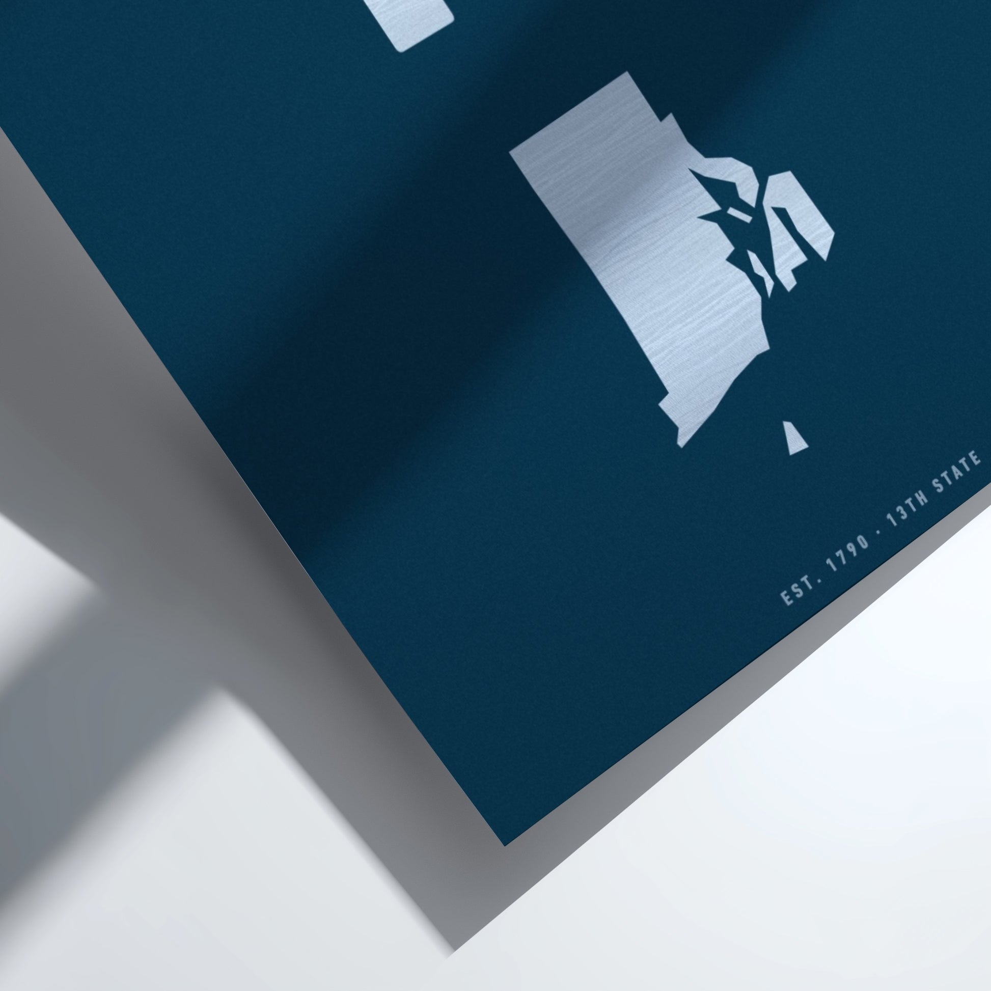 Map of Rhode Island on a blue background with white text