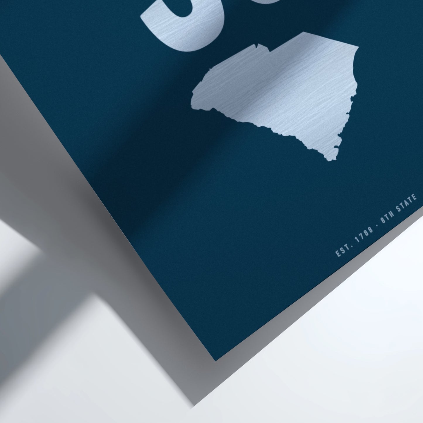 Map of South Carolina on a blue background with a white border