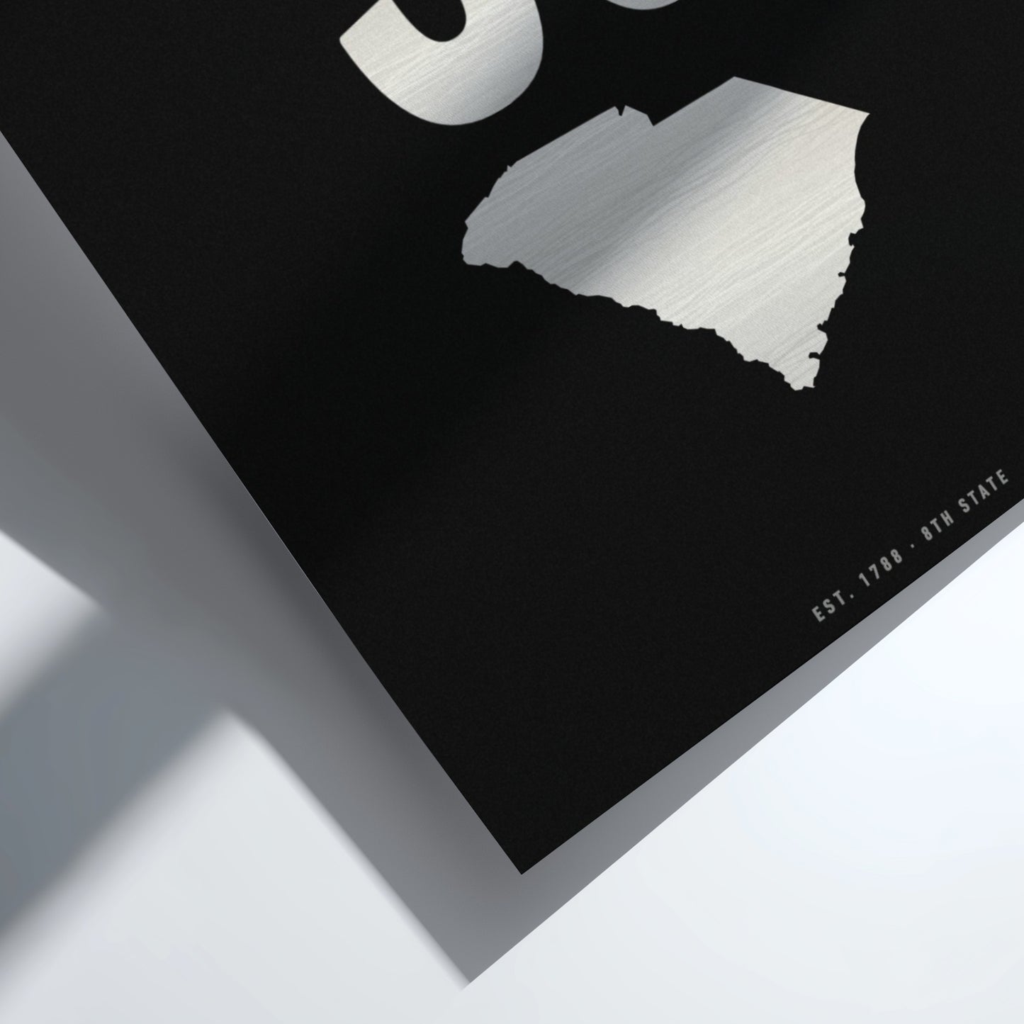 Metallic state outline on a black background of South Carolina