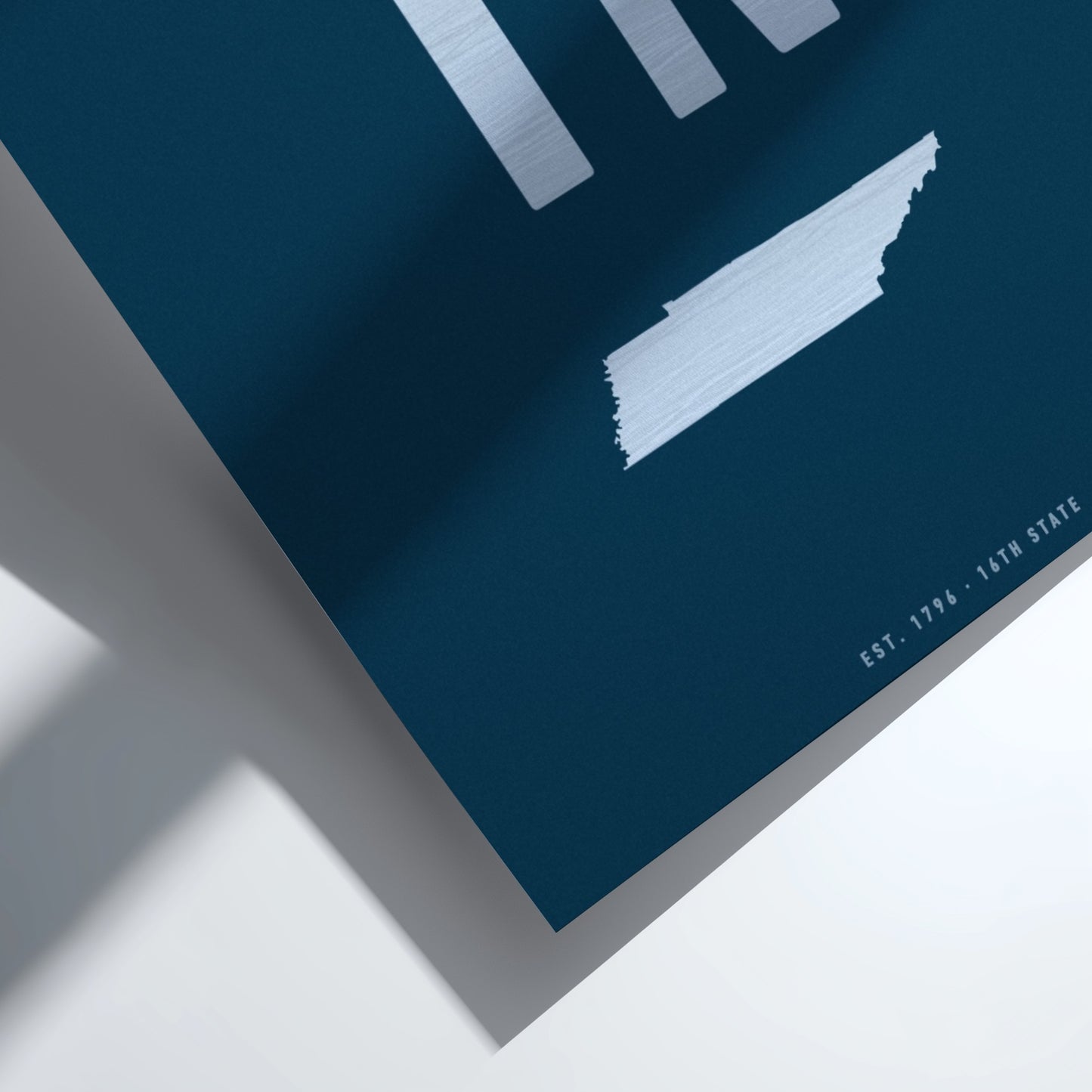 Map of Tennessee on a blue background with a white border