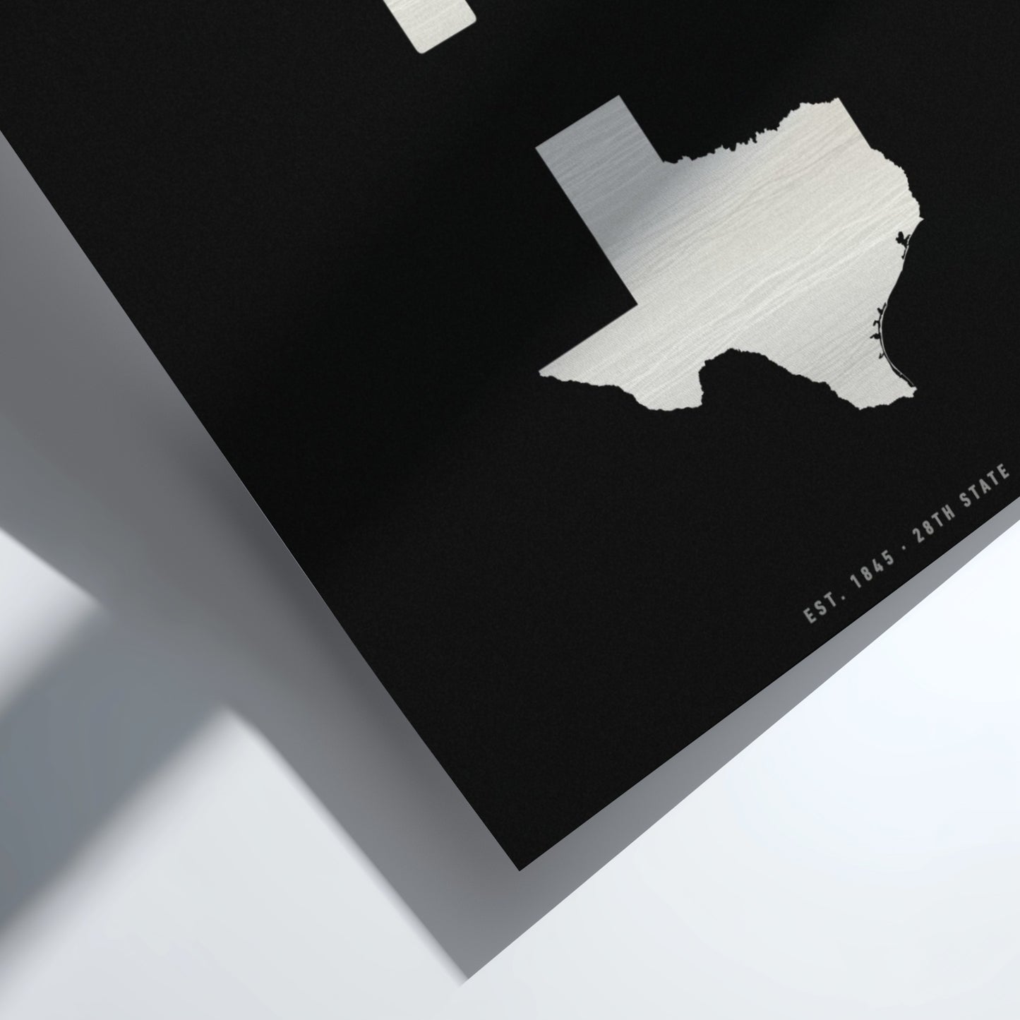 Metallic state outline on a black background