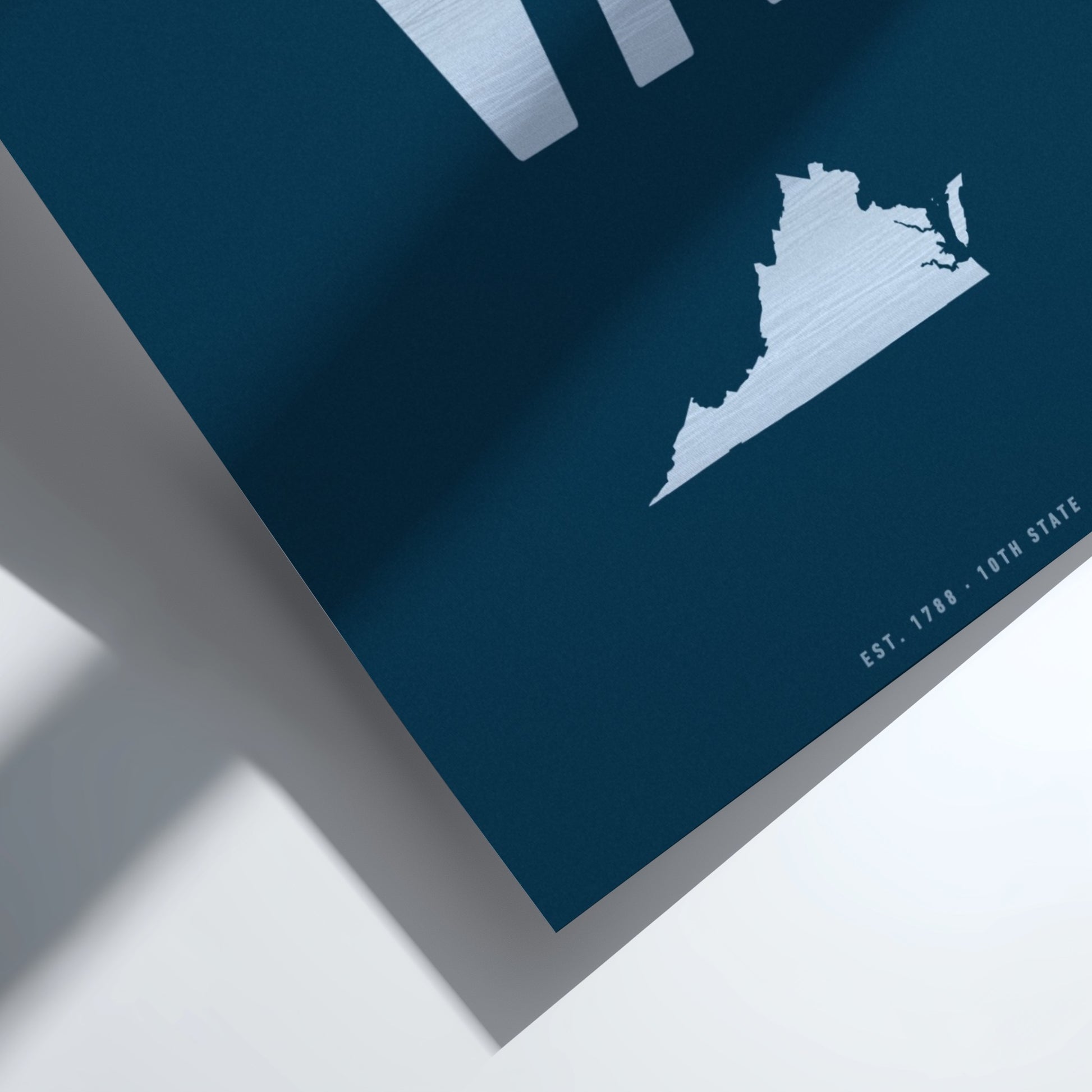 USA states poster featuring Virginia silhouette and 'VA' text 