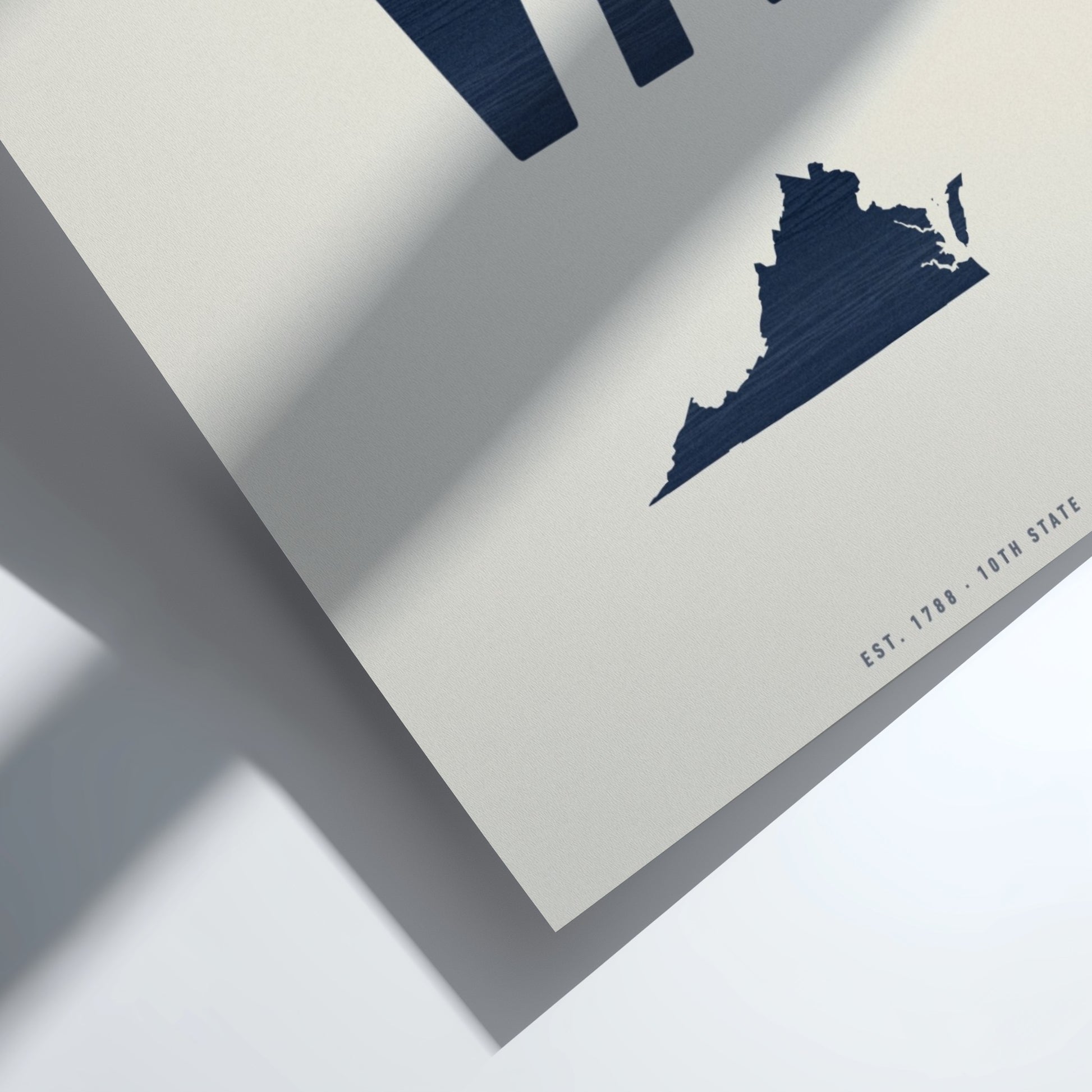 USA states poster featuring Virginia silhouette and 'VA' text 