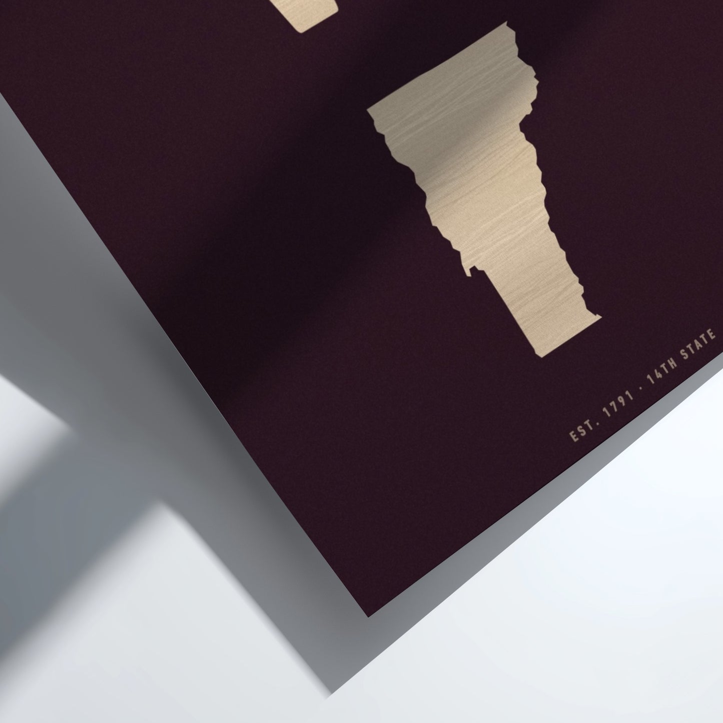Vermont wall art poster featuring state initials and outline