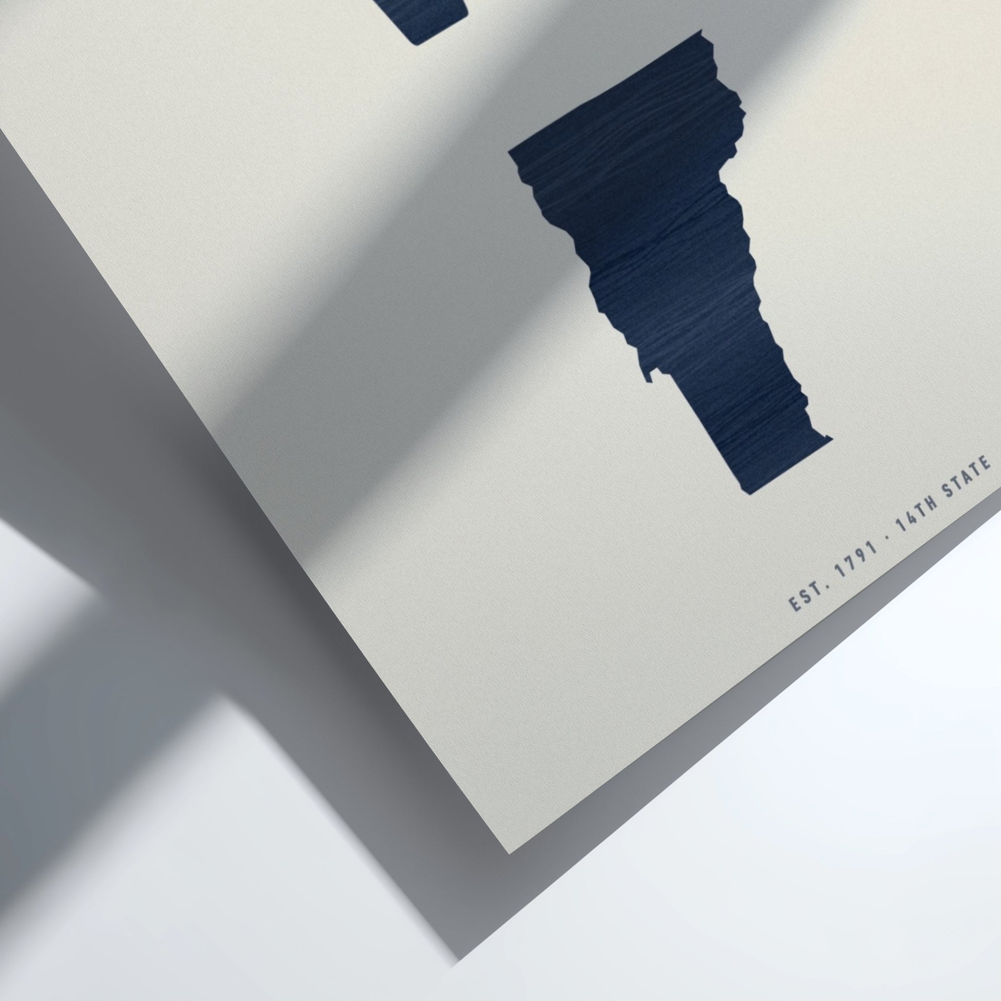 Vermont wall art poster featuring state initials and outline