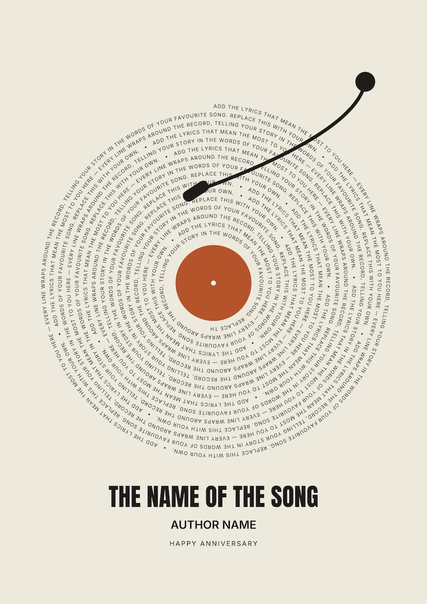 Custom Retro Vinyl Song Lyrics Poster