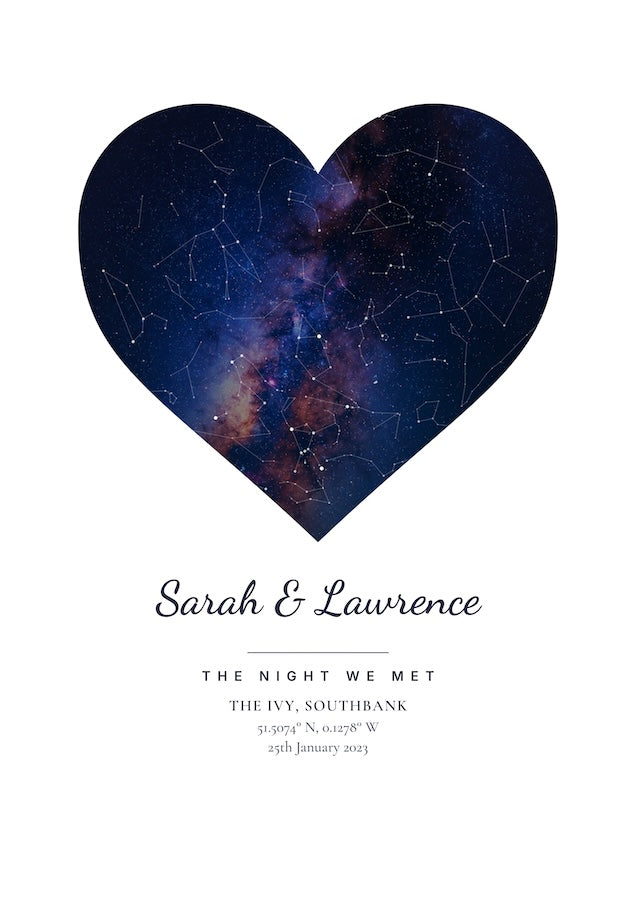 Personalised Heart Shaped Star Map Poster