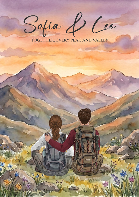 Personalised Mountain Hiking Couple Poster
