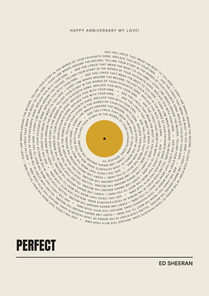 Personalised Song Lyrics Vinyl Record Poster