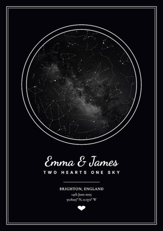 Personalised Dark Star Map Couples Poster