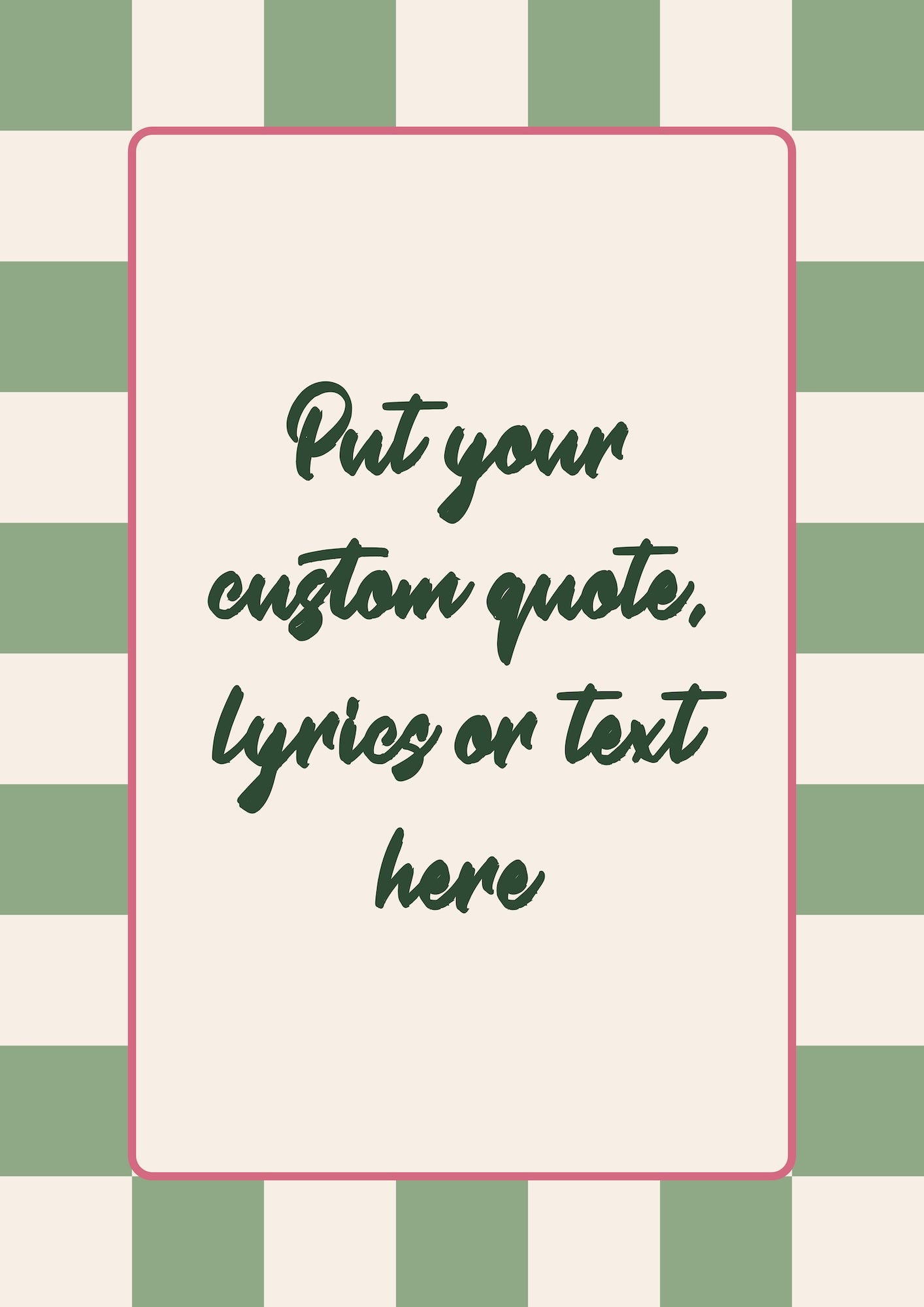 Personalised Checkerboard Custom Quote Poster