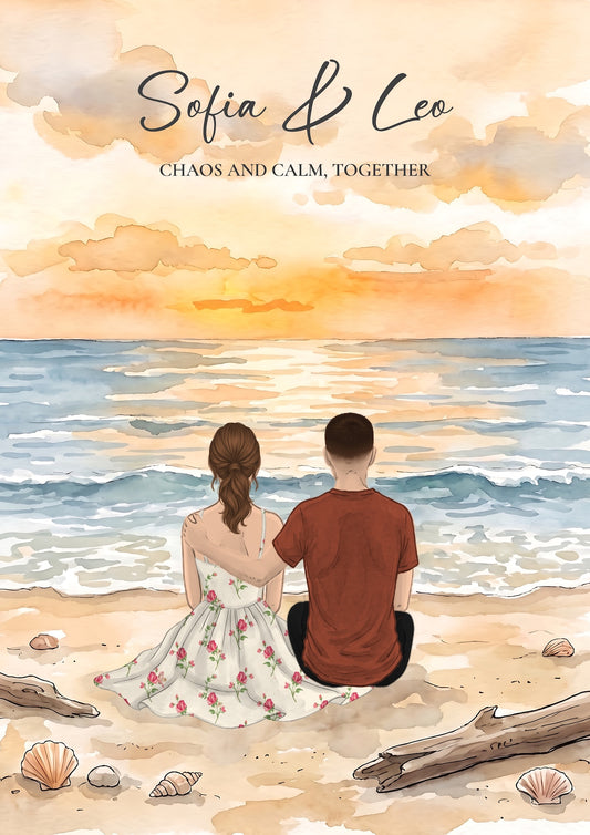 Personalised Ocean Couples Art Print