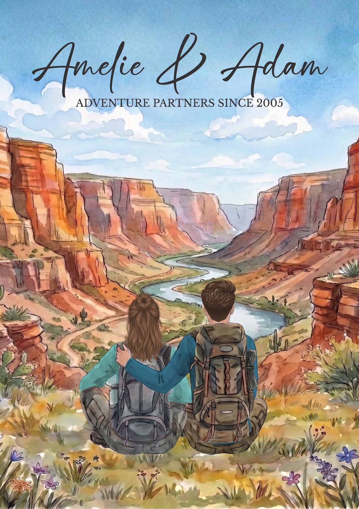 Personalised Canyon Adventure Couple Poster