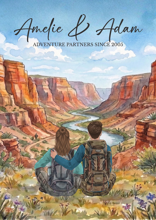 Personalised Canyon Adventure Couple Poster