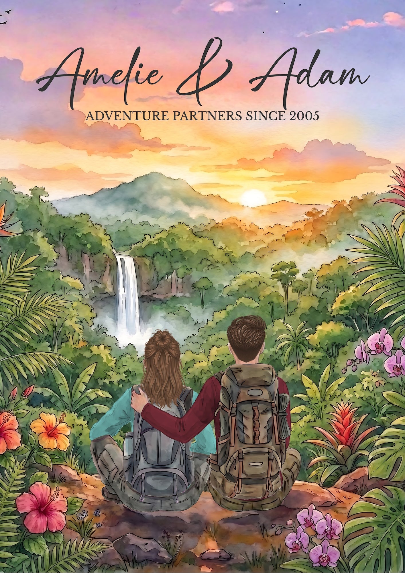 Personalised Couples Hiking Adventure Poster