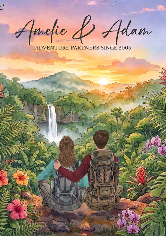 Personalised Couples Hiking Adventure Poster