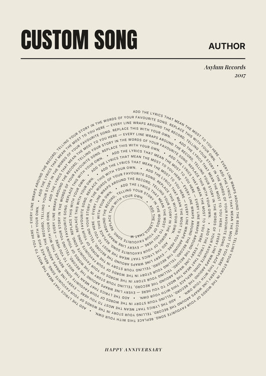 Classic Personalised Song Lyrics Poster