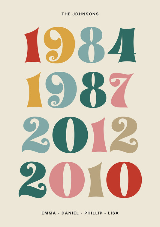 Personalised Family Year Typography Poster