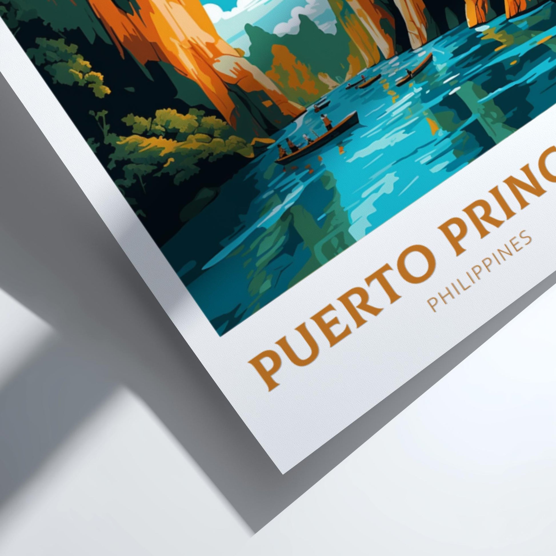 Poster of Puerto Princesa, Philippines with a scenic view and text.