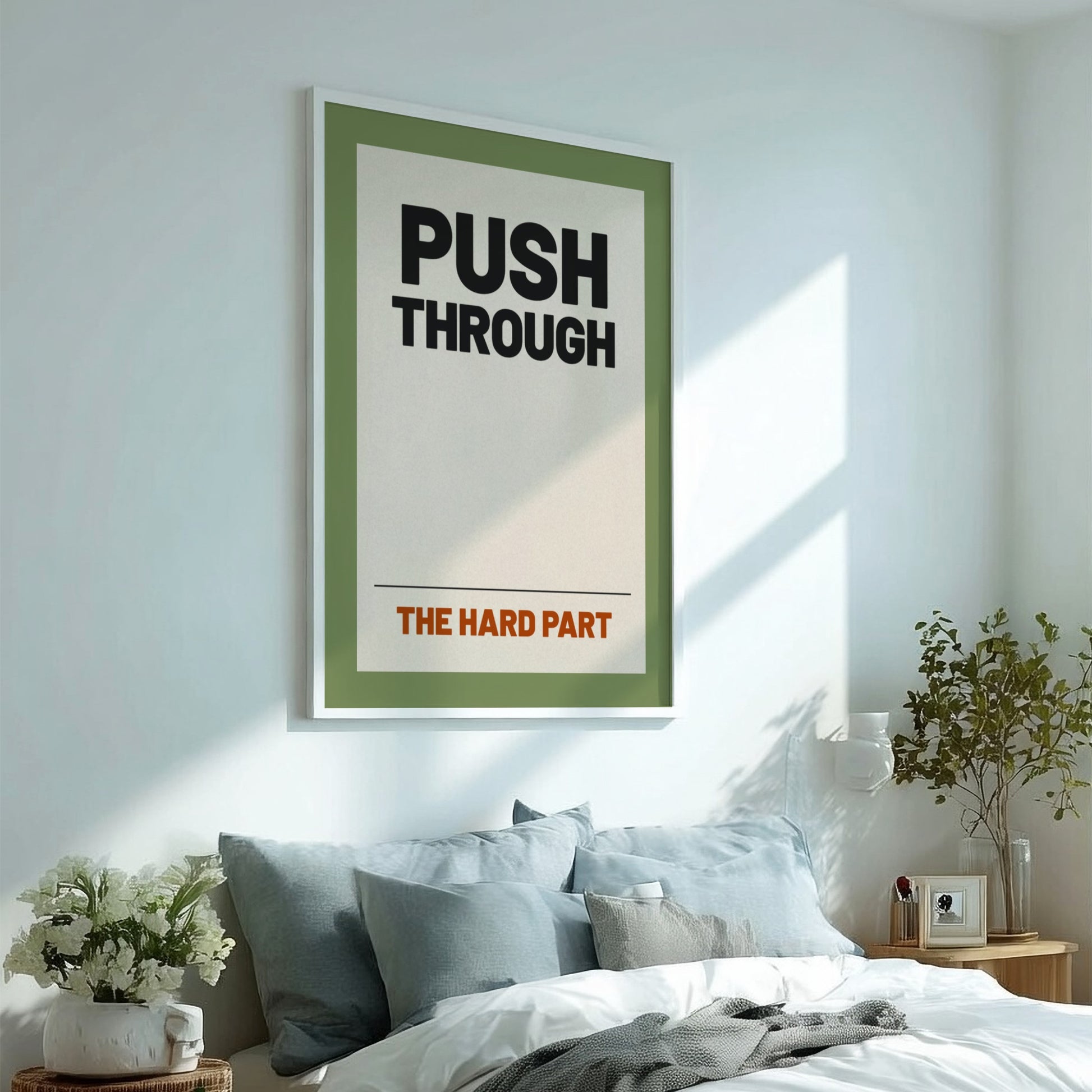 Motivational quotes poster featuring bold typography and neutral background, perfect for home decor.