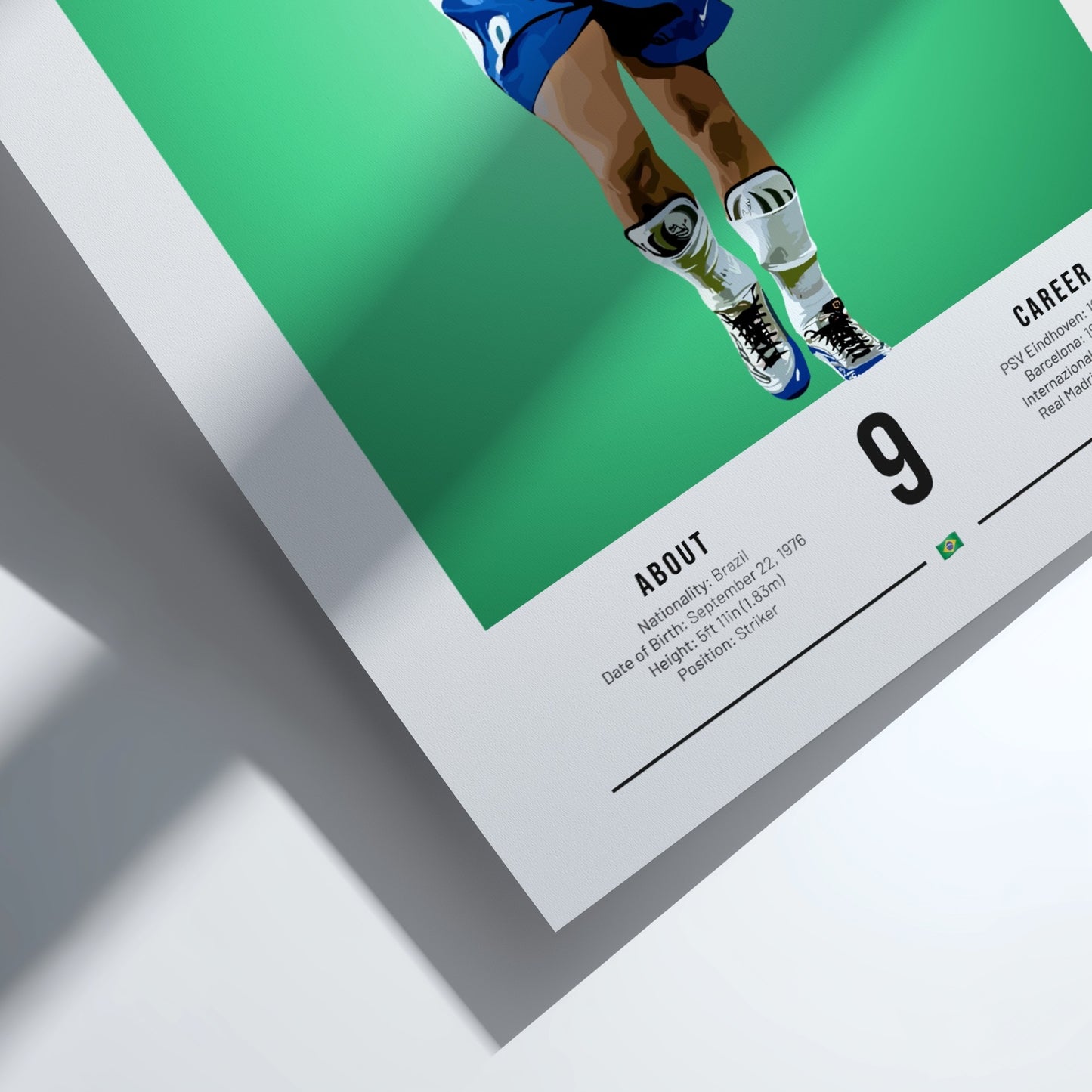 Ronaldo Brazil football players wall art featuring vibrant colors and retro style