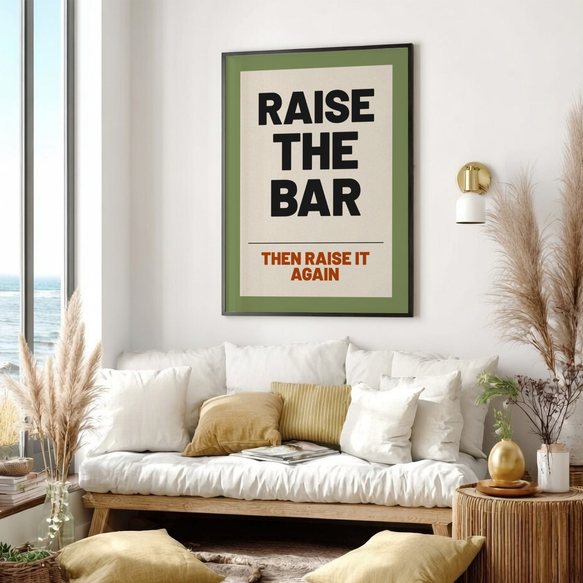 Motivational quotes poster featuring bold typography and a minimalist design in soothing colors.