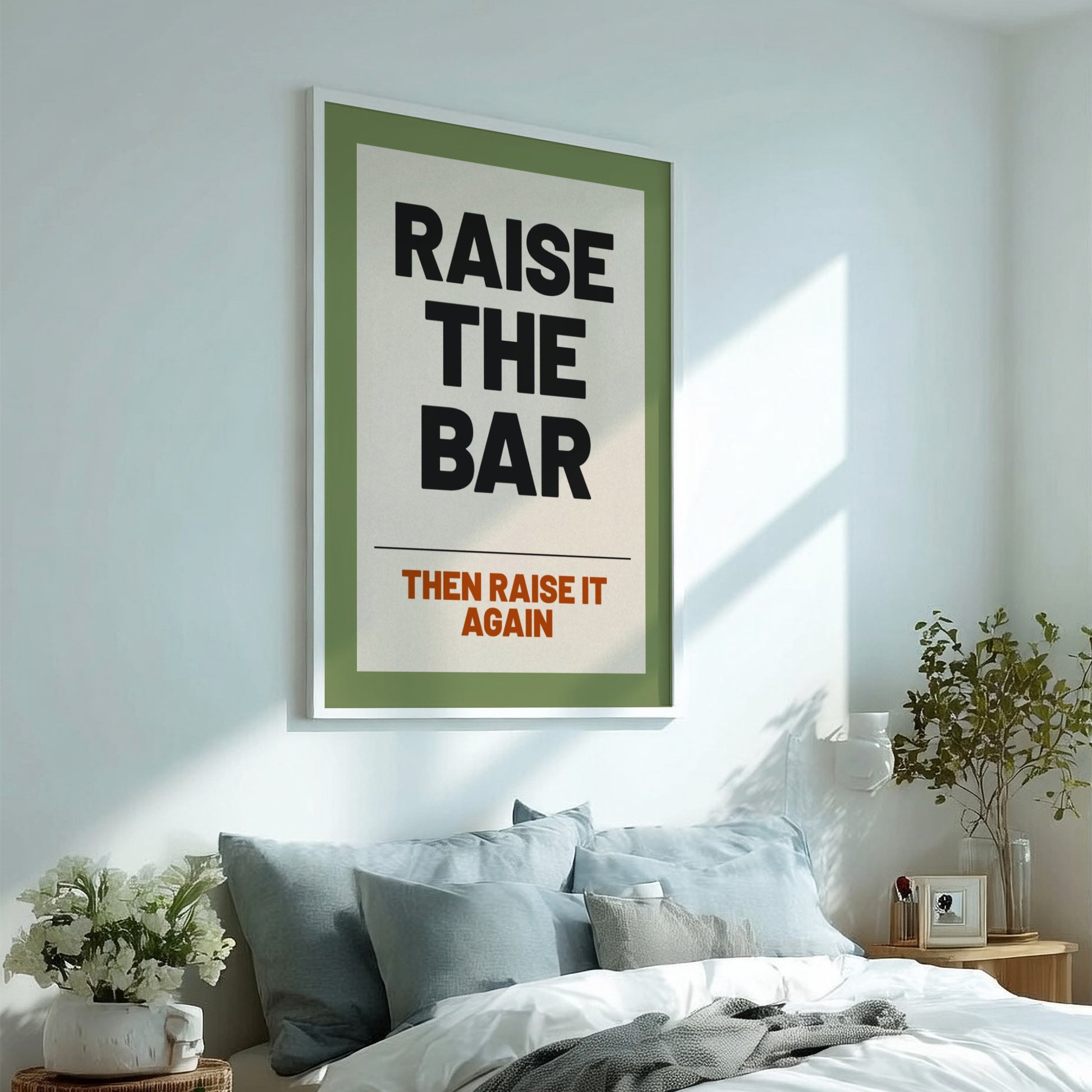 Motivational quotes poster featuring bold typography and a minimalist design in soothing colors.