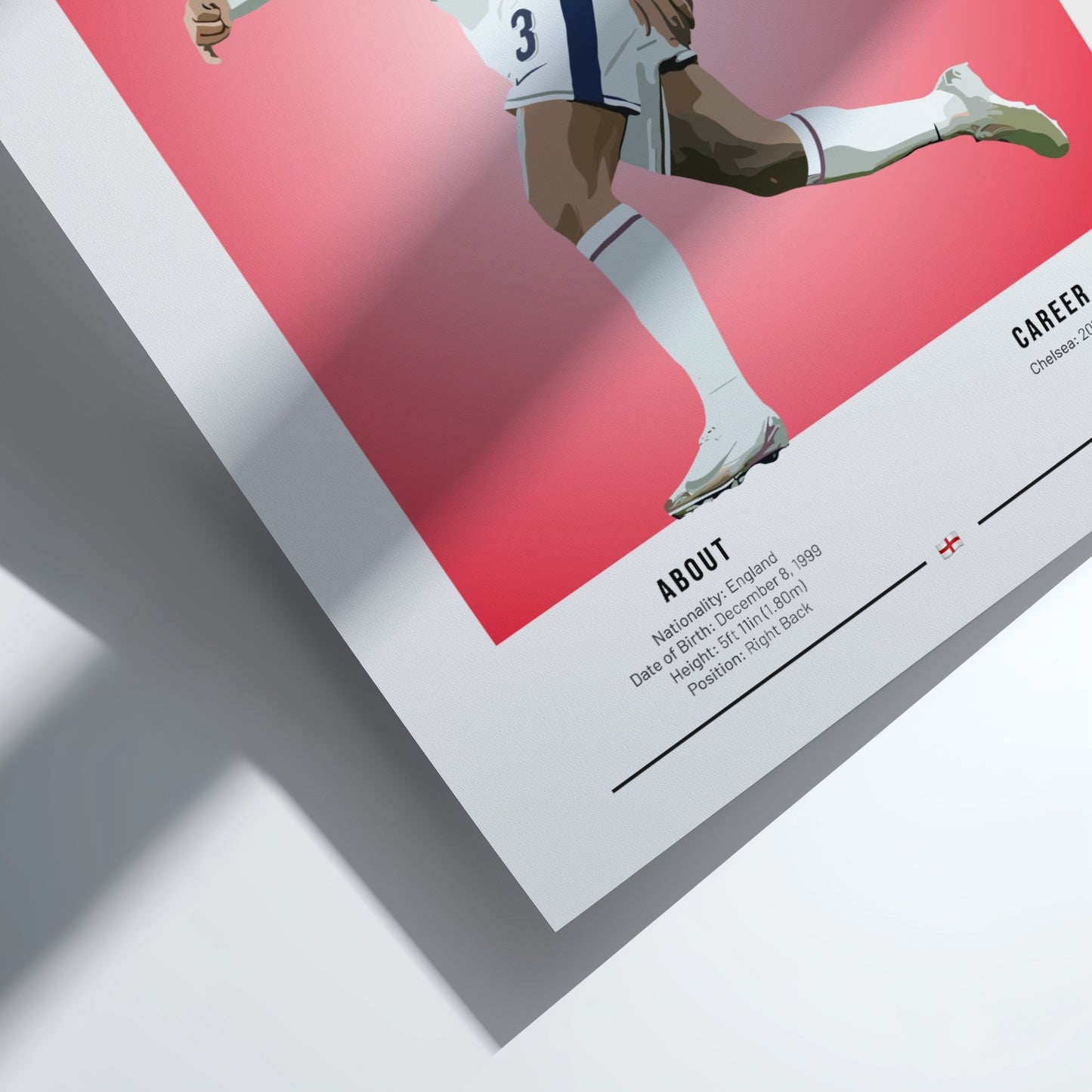 Reece James print featuring England National Team colors and dynamic football action style