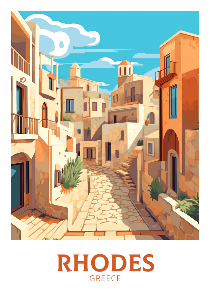 Europe RHODES TRAVEL WALL ART - GREECE POSTER