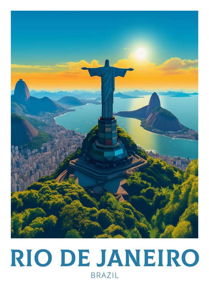 South America RIO TRAVEL POSTER - RETRO BRAZIL ART