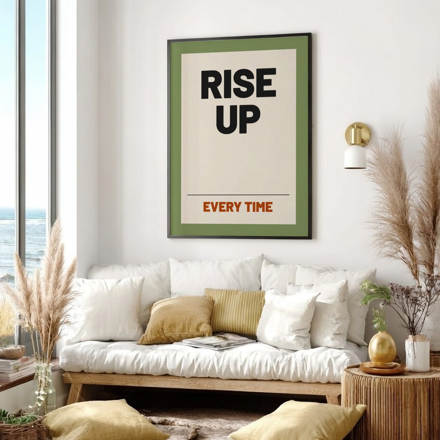 Motivational quotes poster featuring bold typography in earthy colors, perfect for home decor and inspiration.