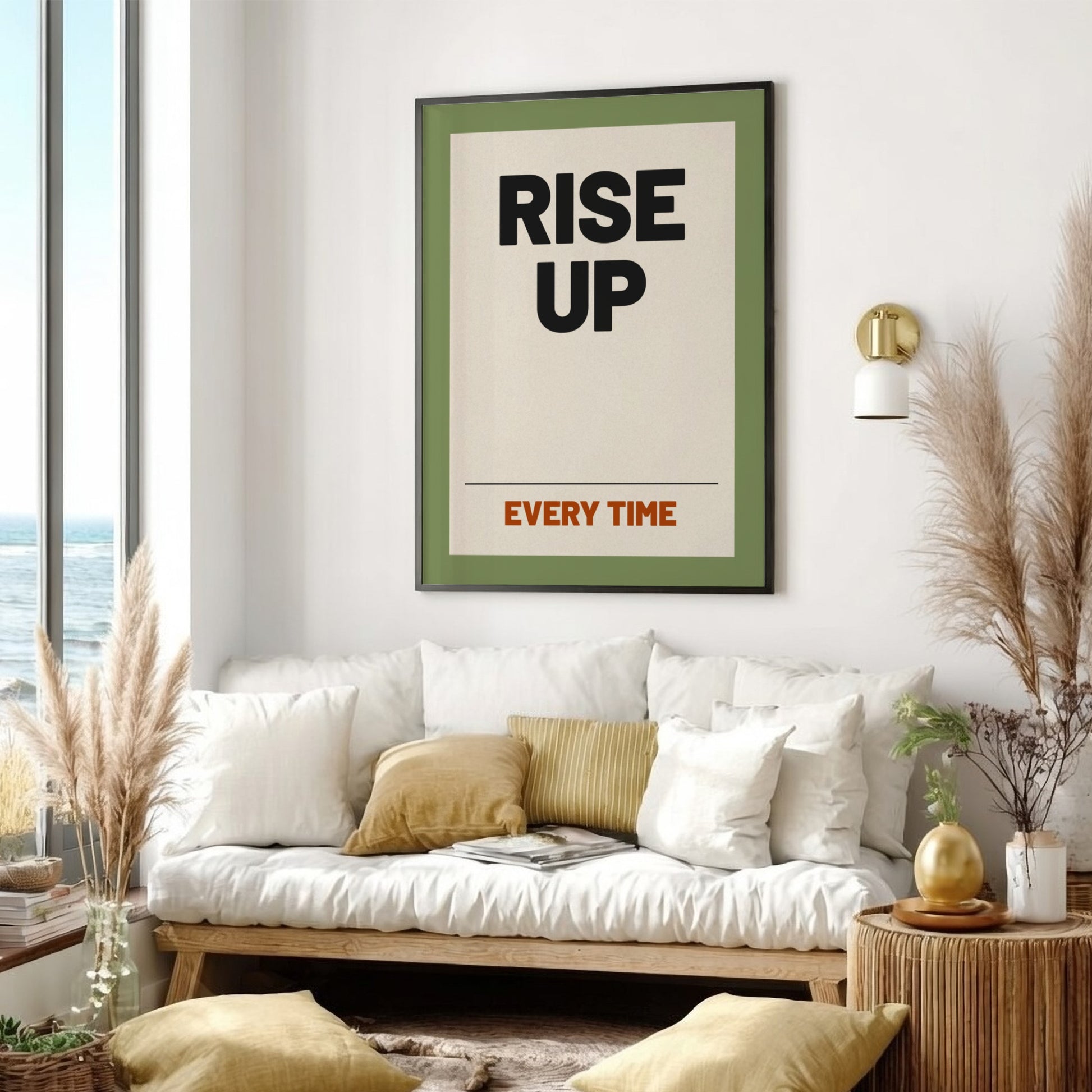 Motivational quotes poster featuring bold typography in earthy colors, perfect for home decor and inspiration.
