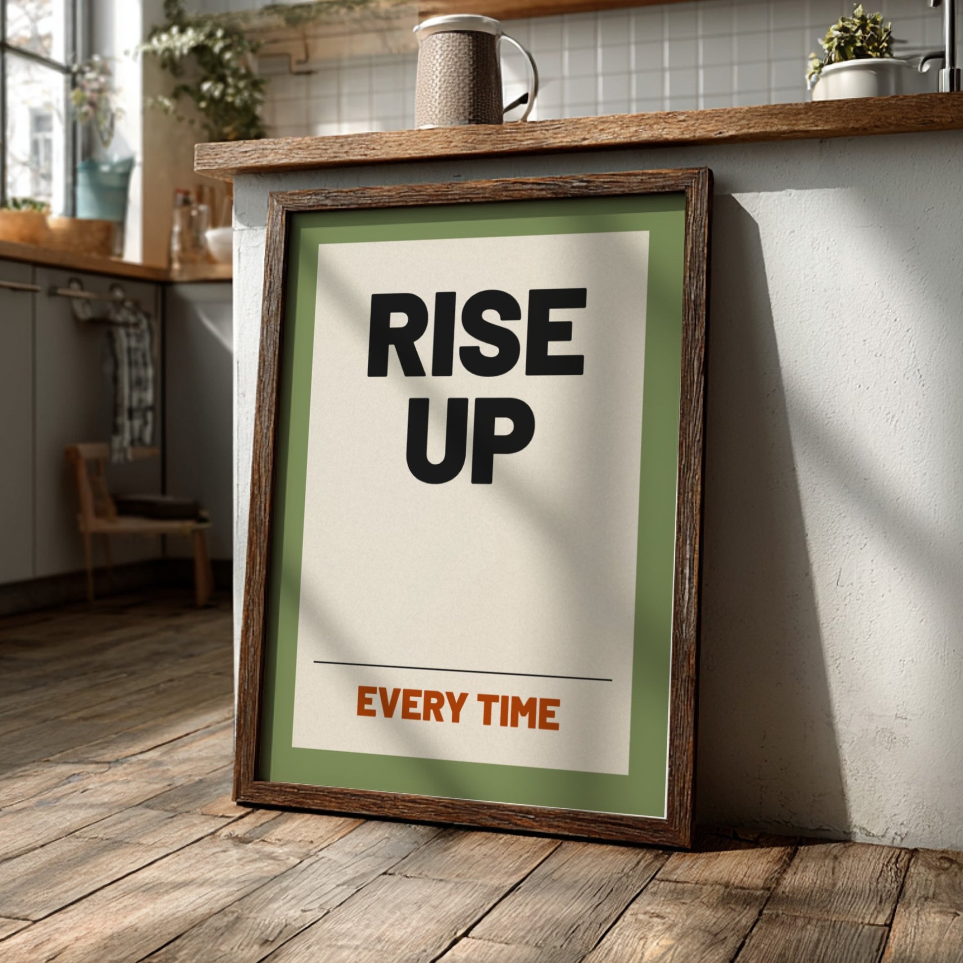 Motivational quotes poster featuring bold typography in earthy colors, perfect for home decor and inspiration.