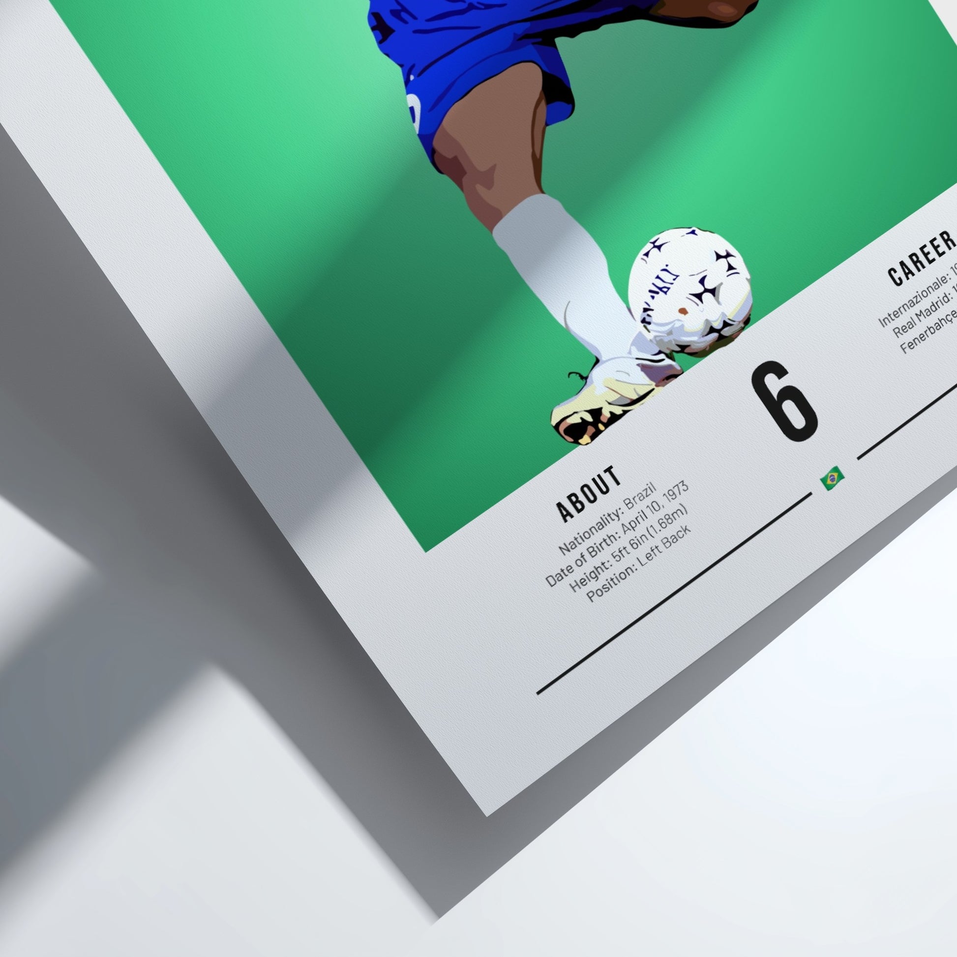 Roberto Carlos football art poster featuring vibrant colors and dynamic motion