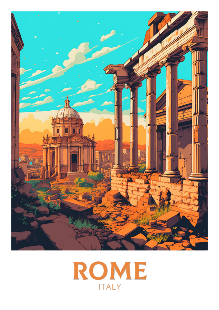 Europe ROMAN FORUM TRAVEL PRINT - ITALY ARTWORK