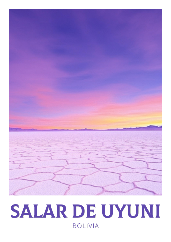 South America UYUNI SALT FLATS POSTER - RETRO TRAVEL DESIGN