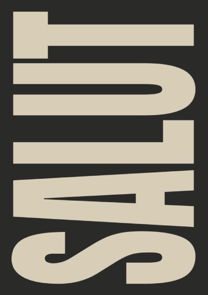 Salut poster featuring modern typography in charcoal and linen colors, perfect for wall decor.