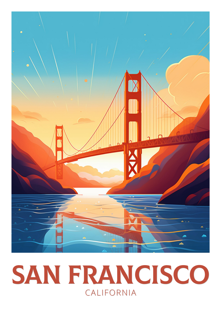North AmericaGOLDEN GATE BRIDGE TRAVEL POSTER - SAN FRANCISCO ARTWORK