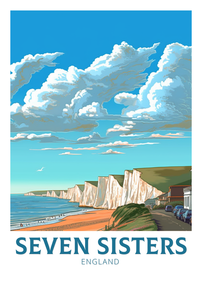 Europe SEVEN SISTERS TRAVEL PRINT - BRIGHTON ARTWORK